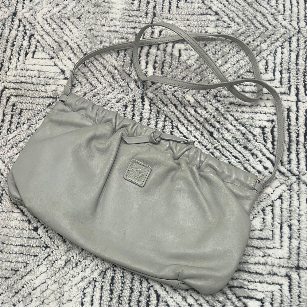 Vintage Anne Klein Gray Genuine Leather Purse, Clutch, and or Crossbody
